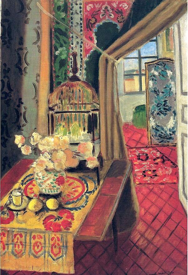 nterior, Flowers and Parrots 1924. Henri Matisse
